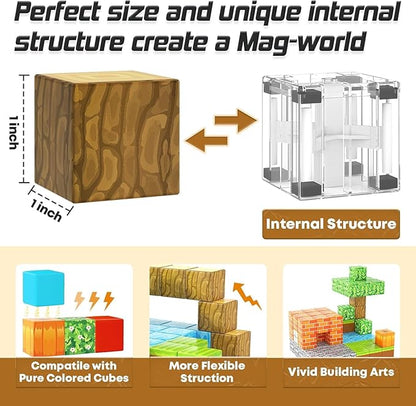 150PCS Magnetic Blocks-Build Mine Magnet World Pumpkin Edition Kids Building Outdoor Toys for 3 4 5 6 7 Years Old Boys Girls, Magnetic STEM Toddler Construction Toys for Halloween Birthday Gifts