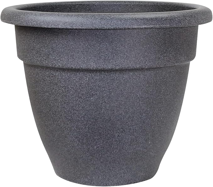 The HC Companies 30 Inch Caribbean Planter - Lightweight Indoor Outdoor Plastic Plant Pot for Herbs and Flowers, Granite