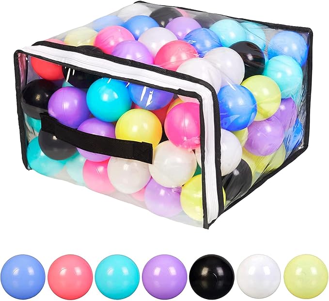 Vanland Ball Pit Balls for Baby and Toddler Phthalate Free BPA Free Crush Proof Plastic - Multicolored Pit Balls in Reusable Play Toys for Kids with Storage Bag
