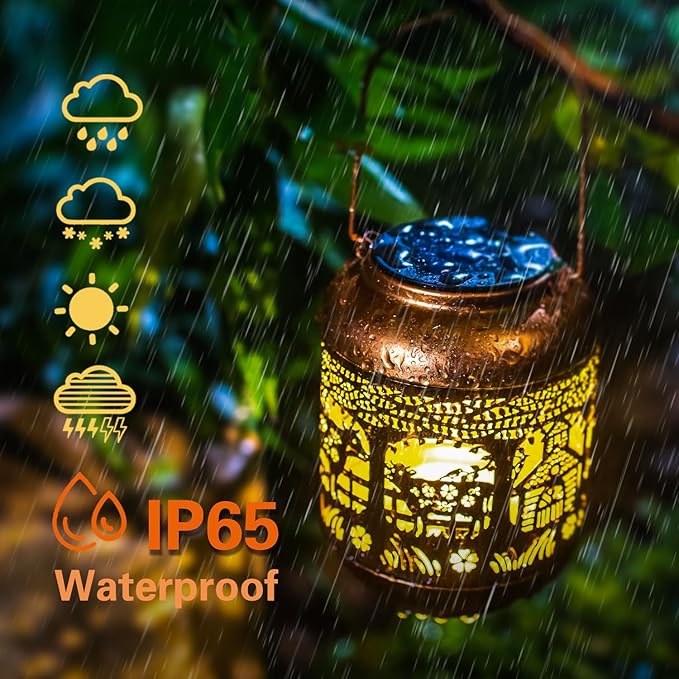 Cow Solar Lanterns Outdoor Waterproof Hanging Solar Lights Cow Gifts for Women Men Mom Metal Decorative LED Outdoor Lanterns for Patio, Lawn, Landscape, Garden Decor, Yard Decorations