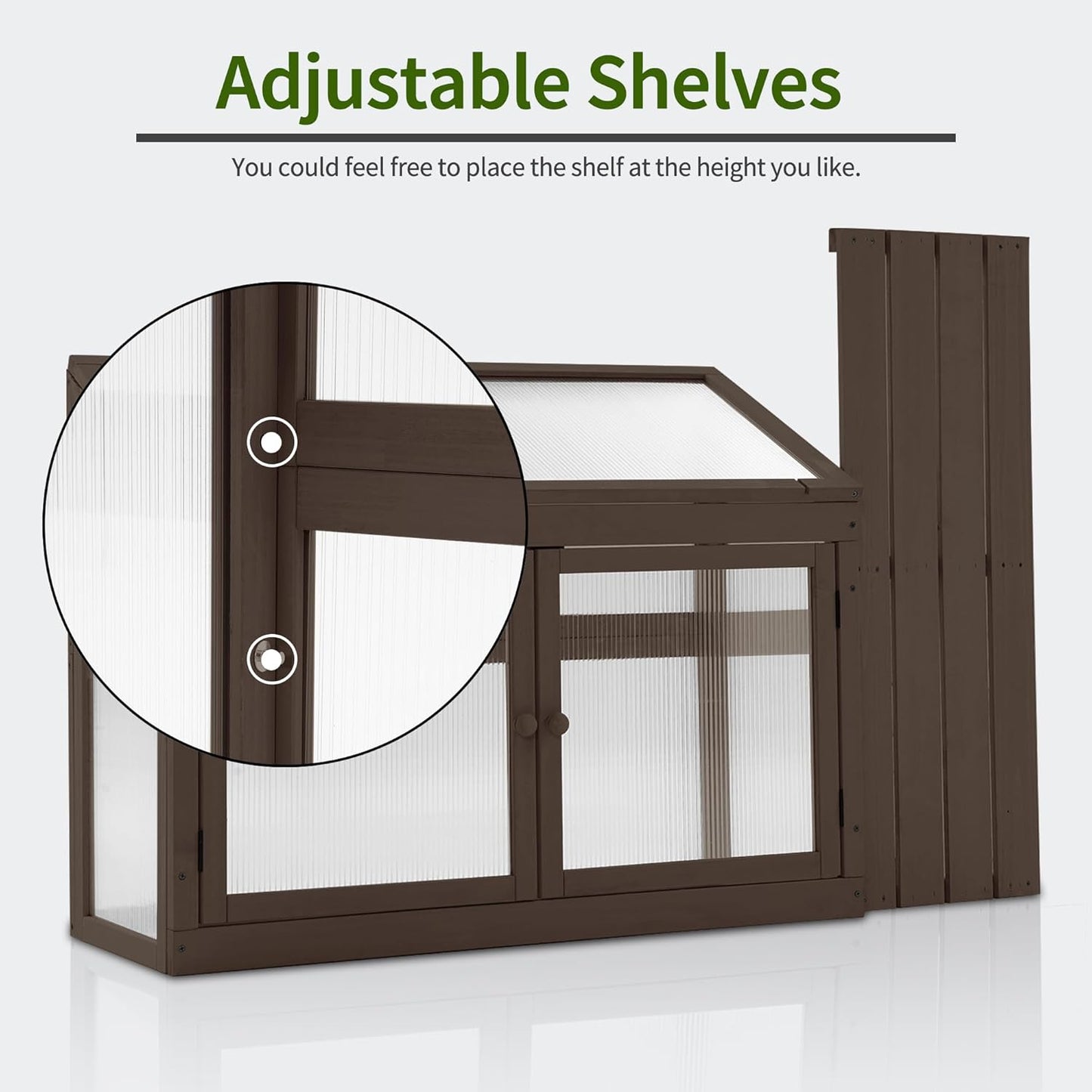 MCombo 2-Tier Wooden Cold Frame Garden Greenhouse Raised Flower Planter Shelf Bed Protection 6057-0160 (Brown)