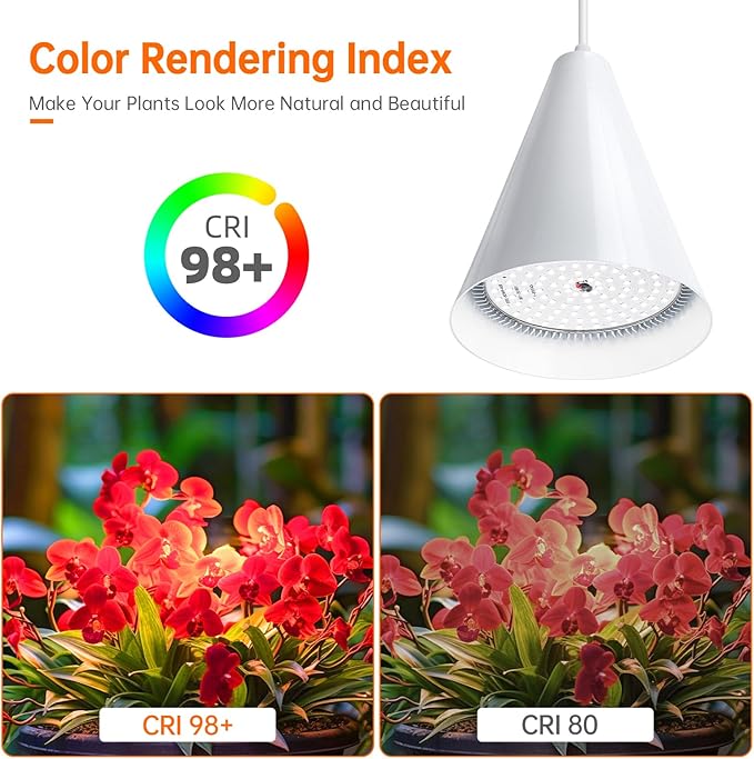 Hanging Grow Light, Full Spectrum Grow Lights for Indoor Plants, 25W Plant Light Bulbs with 16.4FT Power Cord, 5000K Plant Light with Timer