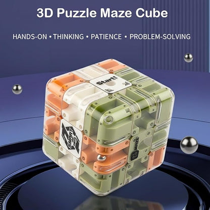 Large Labyrinth 3D Puzzles Maze Cube - Engaging Brain Teaser Toy, 3D Maze Ball, Magic Cube & Ball Dual-Use, Improve Spatial Recognition, Relieve Stress, and Cultivate Logical Thinking (Natural)
