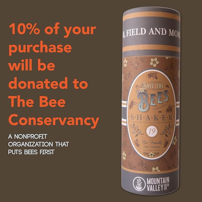Save the Bees Wildflower Seed Shaker - ~100,000+ Wild Flower Seeds for Planting - Beautiful Easy to Sow Seed Shaker - 19 Varieties to Attract Bees & Other Pollinators - 3 oz. of Seed Covers ~370 sq ft