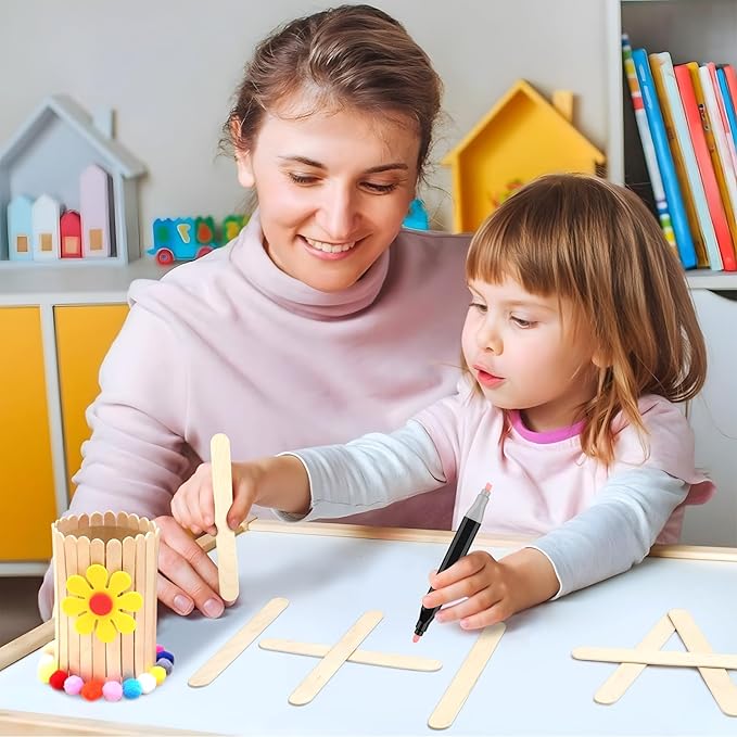 WISYOK 1500 PCS Wooden Popsicle Sticks for Crafts, 6 Inch Wood Craft Sticks, Wide Lollipop Sticks, Treat Sticks Ice Pop Sticks for Creative Designs or Children Education, Home Art Projects