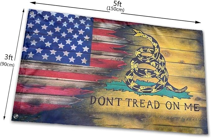 Us Flag Don‘t Tread On Me Flag 3x5 Feet Outdoor/Indoor Retirement Decoration Family America Flag Translucent Single Side Banner Sign