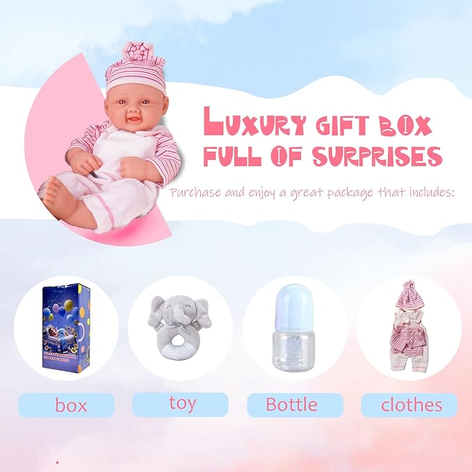 Girl 17.5 Inch, Full Silicone Baby Doll, Realistic Baby Dolls, Realistic Veins & Pose, Not Vinyl, Reborn Baby Dolls Silicone Full Body, Gift Set