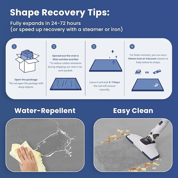 Baby Play Mat for Floor,1.3" Thick Elasti-Foam 74×50 Playpen Mat for Toddlers Infant Kids,Water-Repellent Soft Coral Velvet for Tummy Time, Non-Slip Backing for Crawling,Tatami Style(Light Grey)