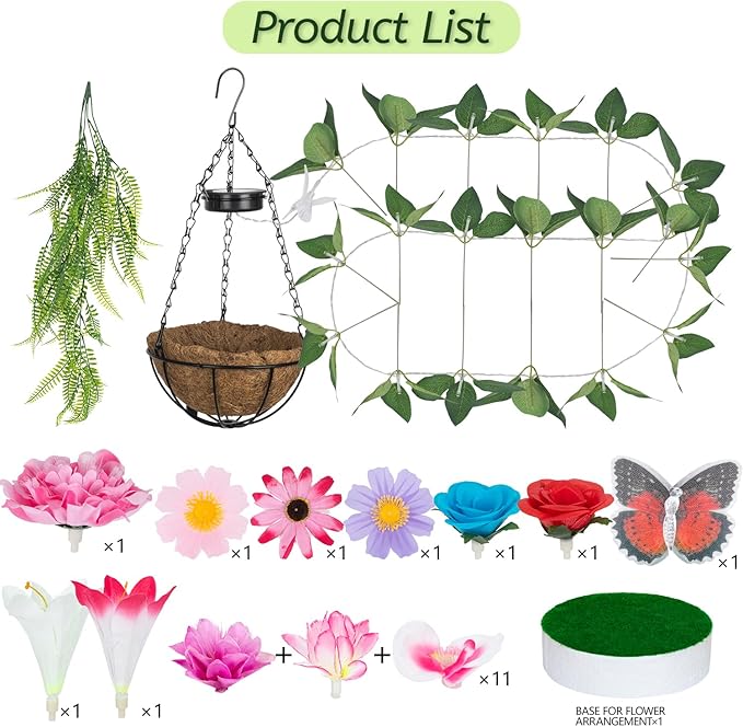 Solar Garden Lights, Outdoor Solar Lights for Yard-Solar Lights Outdoor Waterproof(Include 18 Flower Lamps & 1 Hummingbird & 1 Butterfly) (Style 1)