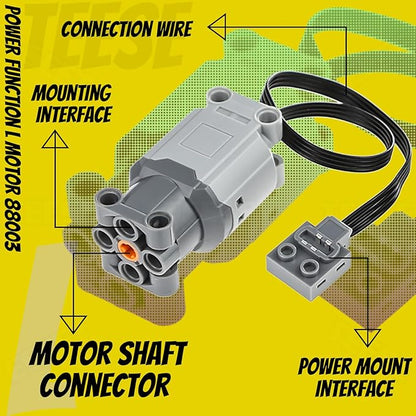24pcs Technic-Motor Set with Adjustable-Speed-Remote-Receiver, Battery-Box-Extension-Cable, Compatible with Technic-Parts