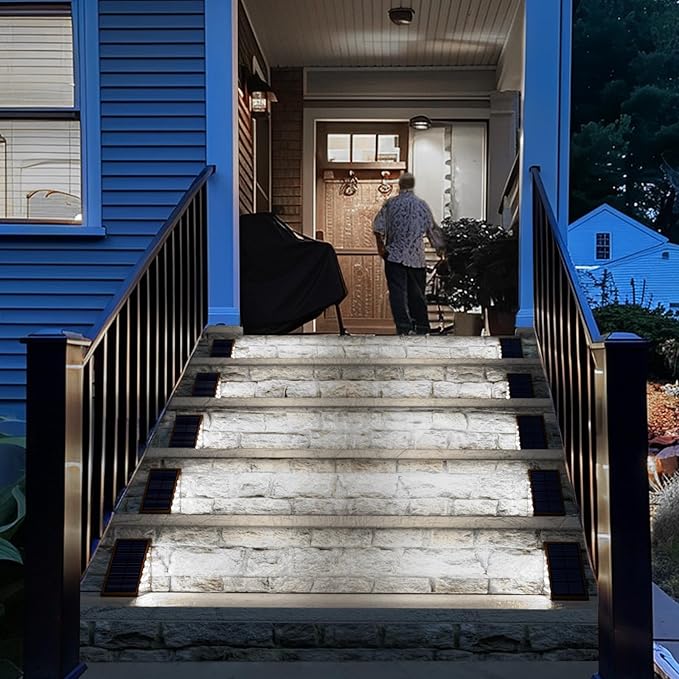 Solar Step Lights - 12 Pack, Waterproof IP67, Deck & Staircase Lights, Patio & Front Step (Cool Brown)