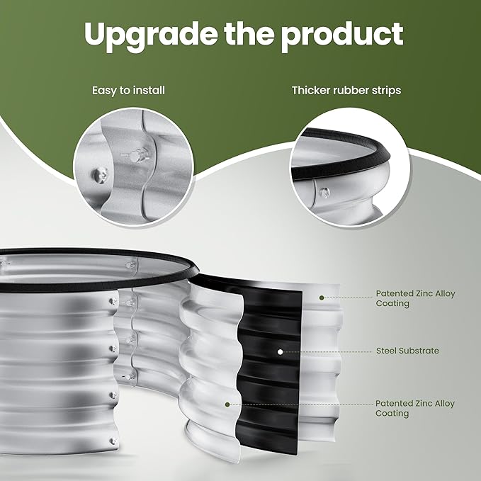 ZXZYHFTY Round Galvanized Raised Garden Bed kit,Silver Outdoor Garden Raised Planter Box, Round Large Metal Raised Garden Beds for Vegetable 2 * 2 * 1ft 1 Pack