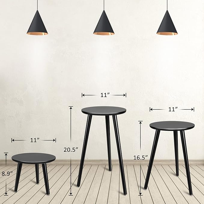 Uneedem Indoor Plant Stand, Modern Plant Table 8.9" Tall Wood Mid Century Flower Holder Small Round Side End Table