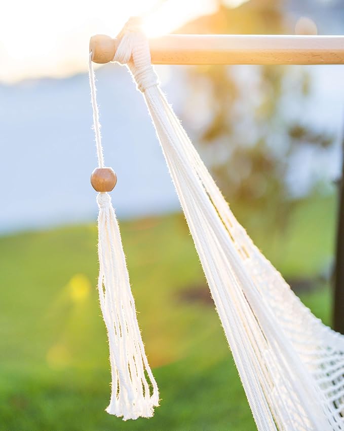 JoyView Hammock Chair with Spreader Bar Caribbean Hammock Swing Chair 300 LBS Weight Capacity XL Rope Hanging Chair for Outdoor Indoor Garden Yard - Orange