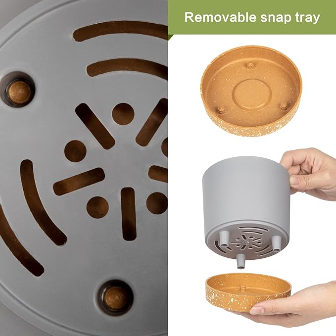 QCQHDU 5 inch Plant Pot, 2 Pack Planters for Indoor Plants with Drainage Holes & Saucer, Outdoor Flower Pots Home Garden Modern Decor