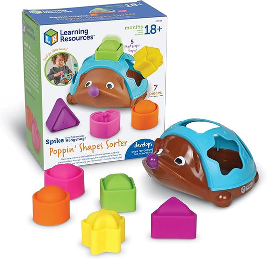 Learning Resources Spike The Fine Motor Hedgehog Poppin' Shapes Sorter, Educational Baby & Toddler Toys, Fine Motor, Montessori Must Haves
