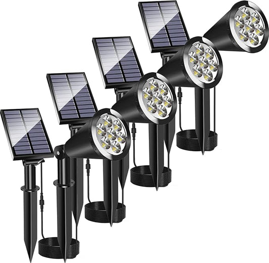 Solar Spot Light Outdoor, Waterproof Solar LED Landscape Lights Dusk to Dawn, 2-in-1 Solar Spotlight Solar Powered Accent Lights for Garden Porch Walkway Patio (4 Pack)