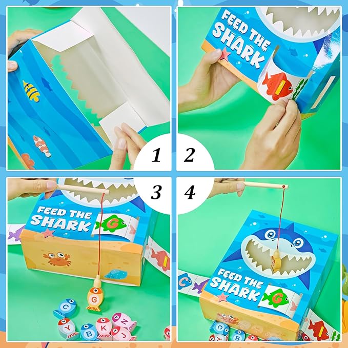 Cinrobiye Fishing Game for Shark ABC Alphabet Match, Fine Motor Skill Builder, Alphabet Games and Sorting Set, Preschool Learning Activities, Toddler Matching and Learning Activities Gifts