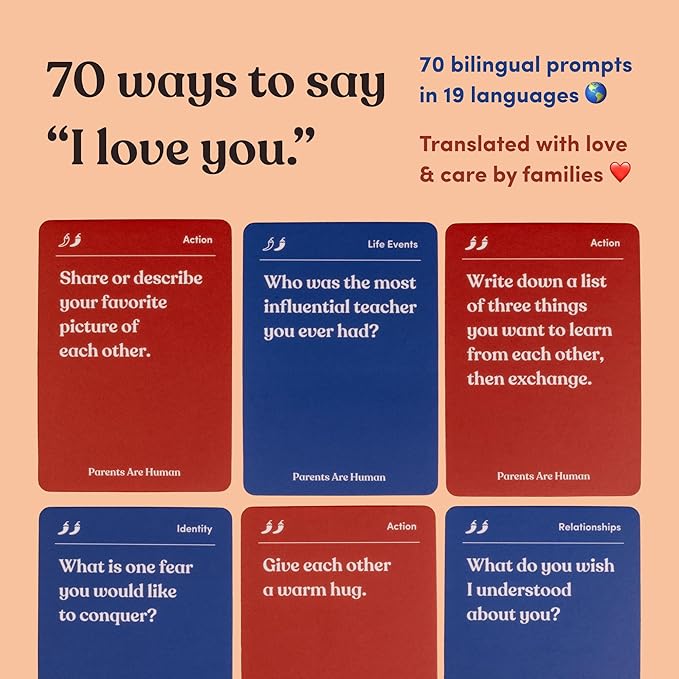 Parents Are Human, Get to Know Each Other Better, Parents, Adults, Families, & Teens Relationship Building, Light & Deep Questions, 70 Questions & Activity Cards, English + Brazilian Portuguese