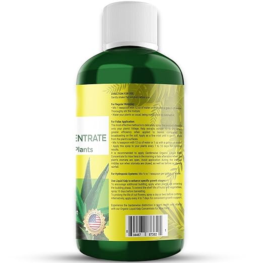 Organic Premium Kelp Seaweed Fertilizer - Liquid Hydroponics Fertilizer - Liquid Plant Food - Nutrient-Rich Soil Enhancer - Natural Plant Food for Aloe Vera (32 OZ)