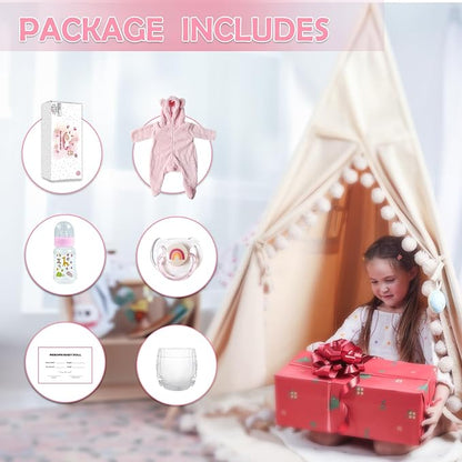 WOOROY Realistic Reborn Baby Dolls Girl- 20 Inch Lifelike Newborn Dolls with Red Hair and Open Eyes, Weighted Cloth Body Real Life Baby Doll with Accessories and Gift Box for Kids 3+