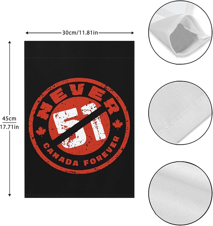 Never 51st State Canada Flag Vintage Garden Flag for Outside 12x18 Double Sided Funny House Flag for Outdoor