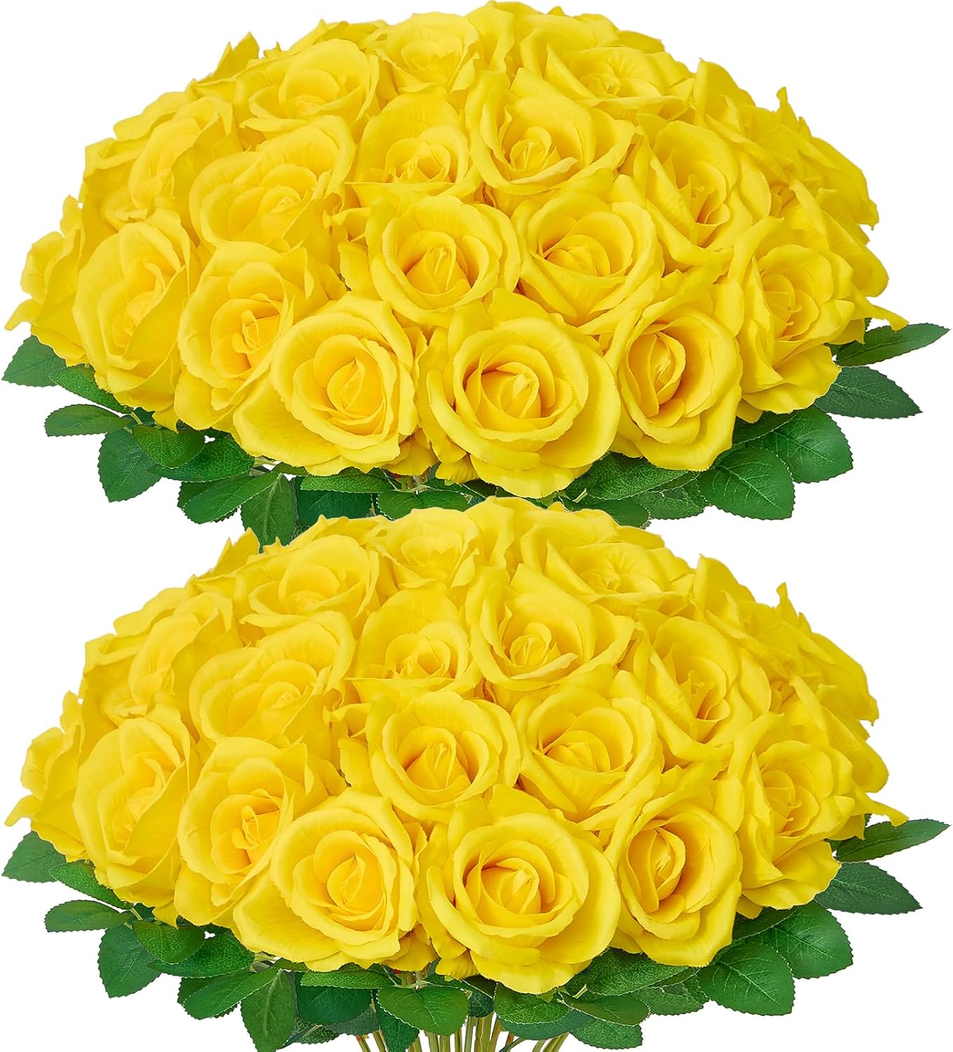 Serwalin ﻿30pcs Artificial Yellow Roses, Realistic Silk Roses Fake Long Stem Artificial Roses for Mother,Wedding Bouquet Table Centerpieces Party Home Birthday Graduation Decorations
