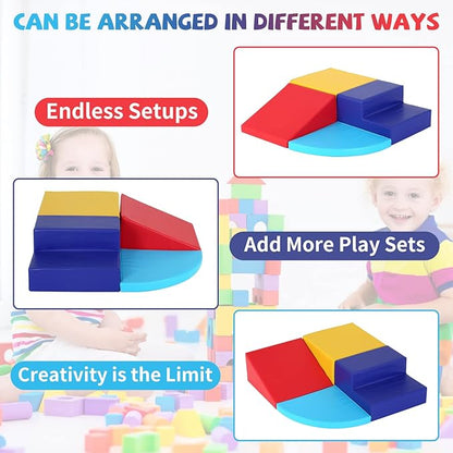 Kids Corner Climber 4-Piece Set - Soft Foam Climbing Toys for Toddlers 1-3, Indoor Baby Crawling & Sliding Play Set Kids Climbing Foam Blocks, Colourful