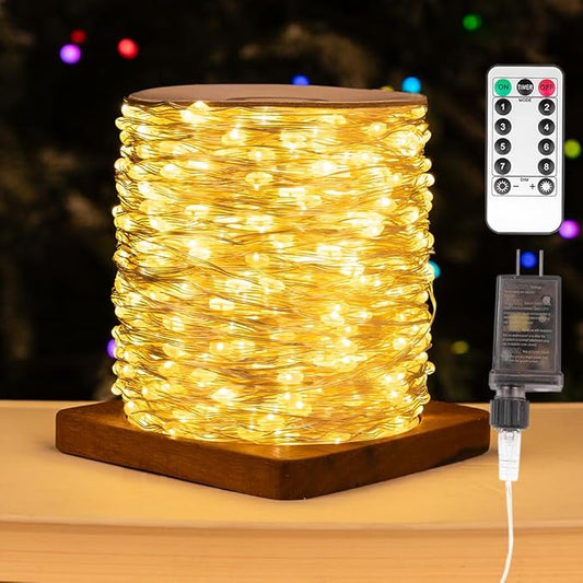 Fairy Lights Plug in,66FT 200 LEDs Waterproof Led String Lights,Twinkle Light with 8 Modes Remote for Outdoor Indoor Christmas Wedding Birthday Garden Party Decorations,Warm White