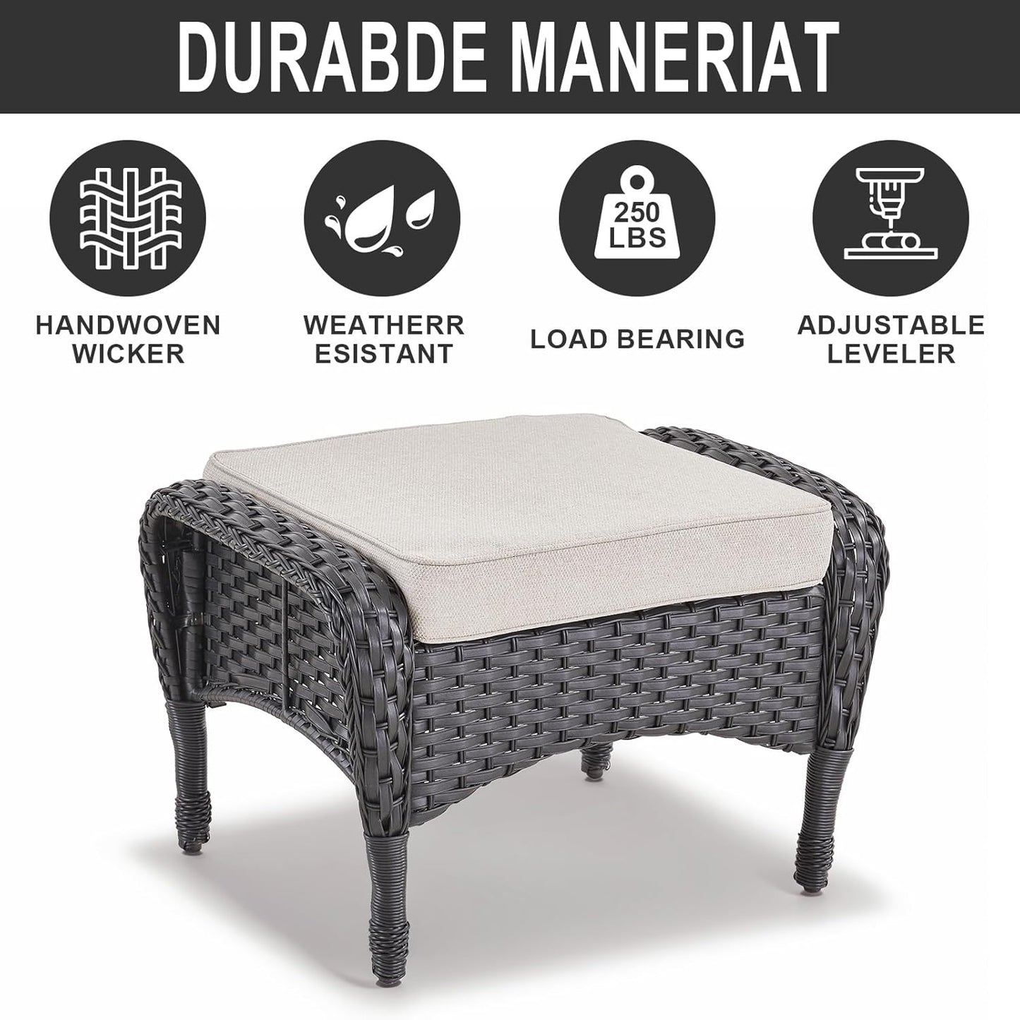 Expansive 10 Pieces Outdoor Patio Furniture Set with 43” Propane Fire Pit Table, Patio Conversation Set with Swivel Rocker Outdoor Chairs Set of 4 and Sofa, Ottoman and Wicker Side Table Black