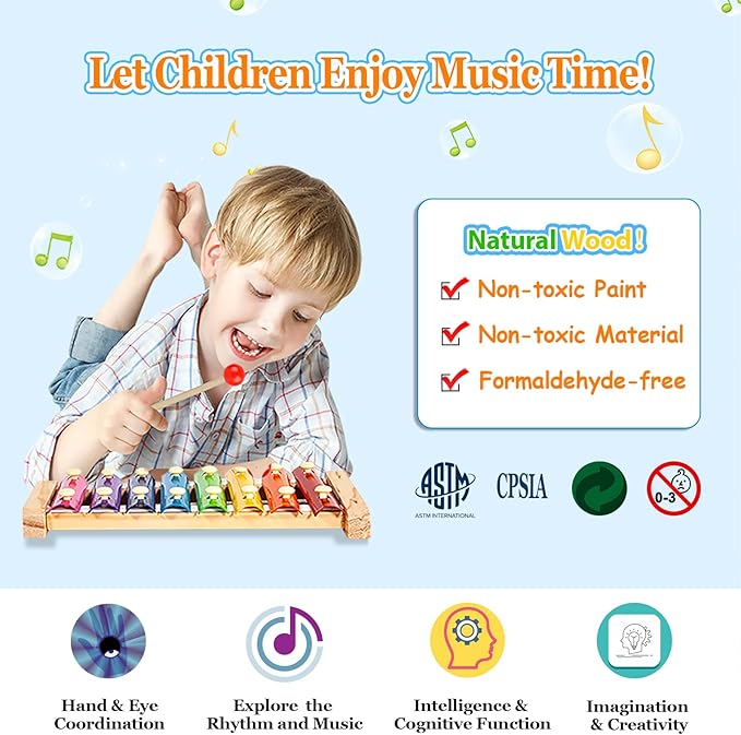 Toddler Musical Instruments Set, 32 PCS 19 Kinds Wooden Percussion Instruments Toys for Kids Playing Preschool Education, Early Learning Baby Musical Toys for Boys and Girls Gift
