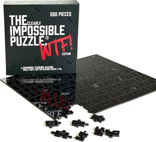 The Clearly Impossible Puzzle ® 100, 200, 500, 1000 Pieces Hard Puzzle for Adults Cool Funny Difficult Puzzles Clear Hardest - (200 Piece WTF Edition)