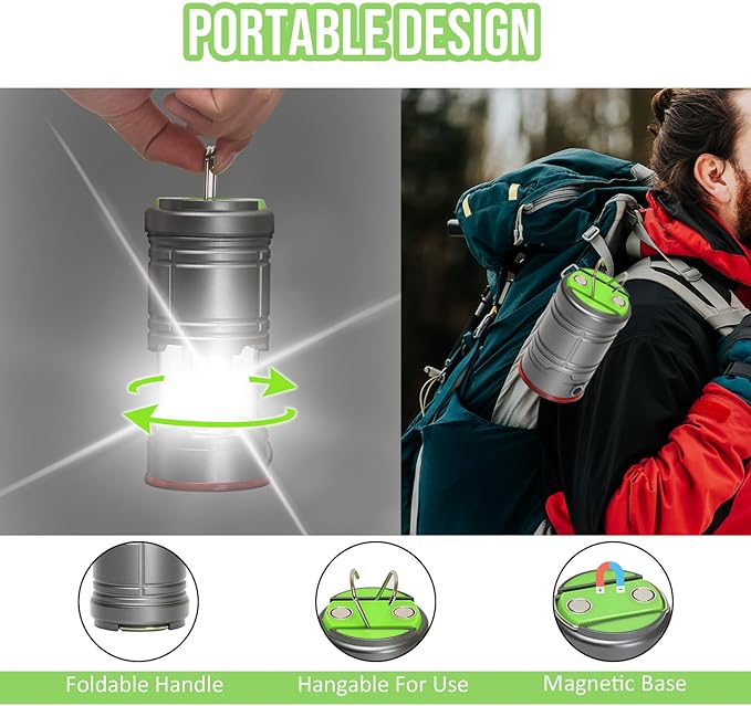 Lichamp Collapsible LED Camping Lantern, Portable Lightweight Waterproof LED Flashlight, 4 Light Modes, Survival Kits for Indoor Outdoor Home Emergency Power Outages Hiking Hurricane, 4 Pack, Medium