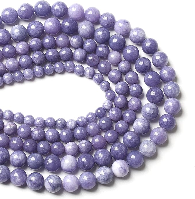 6MM 60PCS Lavender Purple Chalcedony Stone Loose Beads for Jewelry Making DIY Bracelet Necklace