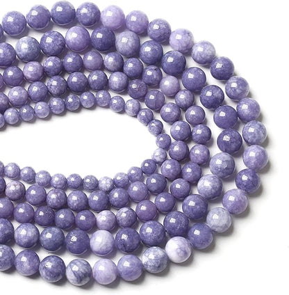 6MM 60PCS Lavender Purple Chalcedony Stone Loose Beads for Jewelry Making DIY Bracelet Necklace