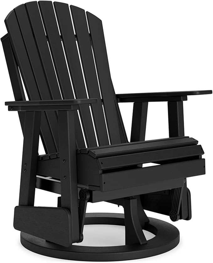 Signature Design by Ashley Hyland Wave Modern Weather Resistant HDPE Outdoor Swivel Glider Chair, Black