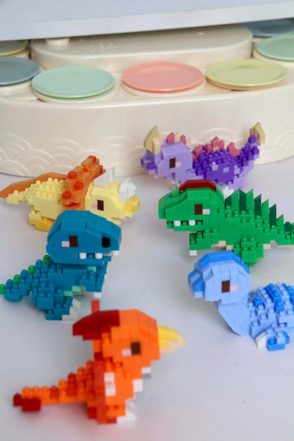 6 Set Cute Dinosaur Animals Creature Building Toy Blocks Ancient Creatures Life Mini Bricks Micro Building Toys