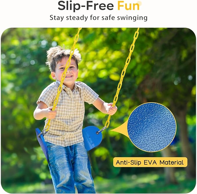 DECORLIFE 2-Pack Swing Seats for Swing Set, Support 330lb, Swings Replacement Kits with Coated Chains for Kids Adults, Swing Set Accessories with Snap Hooks for Outdoor Backyard Playground, Blue