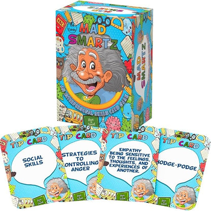 Thought-Spot Mad Smartz Social Skills Anger Management Card Game Teaches Interpersonal Skills Emotional Regulation Autism ADHD Learning Tool Educational Therapy Game Counseling Kids Teens CBT Tool