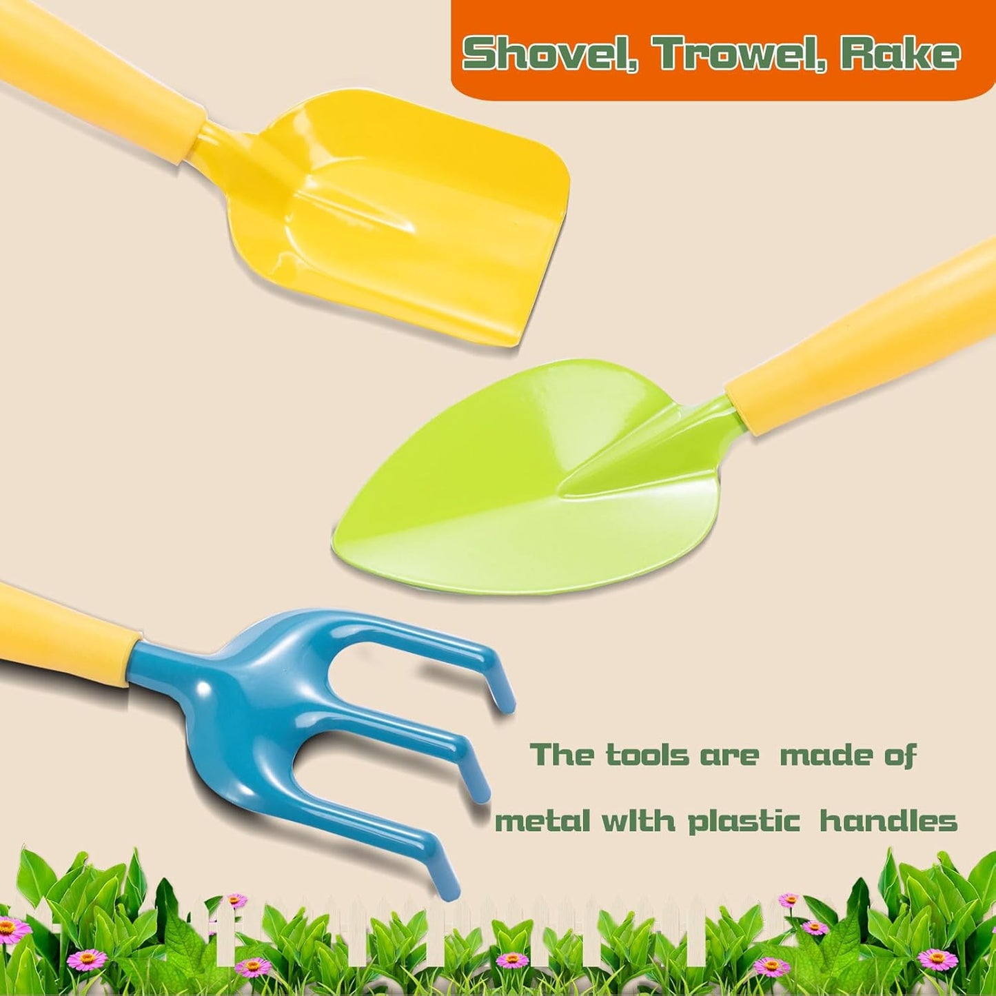 Kids Gardening Set, Kids Gardening Tools with Watering Can, Shovel, Rake, Gloves, Waterproof Apron and Storage Bag, Children Garden Tool for Boys Girls Age 3 4 5 6 7 8