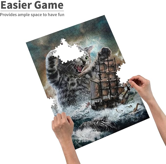 Challenge 1000 Pieces, sea Monster Titan cat. Wooden Puzzle for Adults, Family Fun, Relaxation, Decoration and Gift Giving. Jigsaw Puzzle Size: 29.5x19.7 inches and 1:1 Original Picture Poster