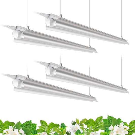 Barrina T8 Grow Lights for Indoor Plants, 4FT Full Spectrum Grow Light, 168W(4 x 42W), Plant Lights for Greenhouse Indoor Growing, V-Shape with Reflector, Linkable, 5000K Daylight White, 4 Packs