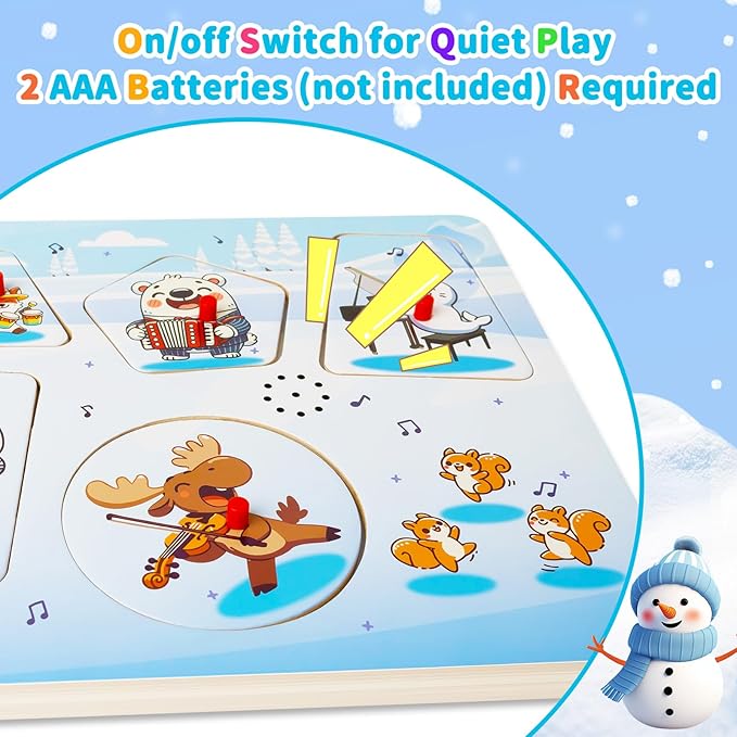 Sound Puzzle, Wooden Pegged Puzzles for Toddlers, 6 Arctic Animals Toys with Fun Sound Effects, Educational Toddler Toys for Kids More Than 12 Months, for Boys & Girls