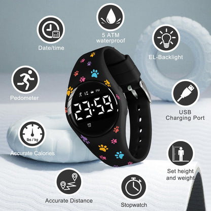 Kids Watches for Girls Boys Digital Sport Watch with Step Counter Pedometer Vibration Alarm Clock, No App Waterproof Fitness Tracker Kids Watch Boys Girls Teens Students Ages 5-16