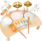 Toddlers Drum Set Toys for Toddlers 1-3,Baby Drum with Xylophone,Musical Instruments Toy, Kids Wooden Montessori Toys Birthday Gift for Boys Girls