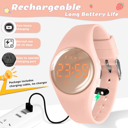 Kids Watches for Girls Boys Digital Sport Watch with Step Counter Pedometer Vibration Alarm Clock, No App Waterproof Fitness Tracker Kids Watch Boys Girls Teens Students Ages 5-16