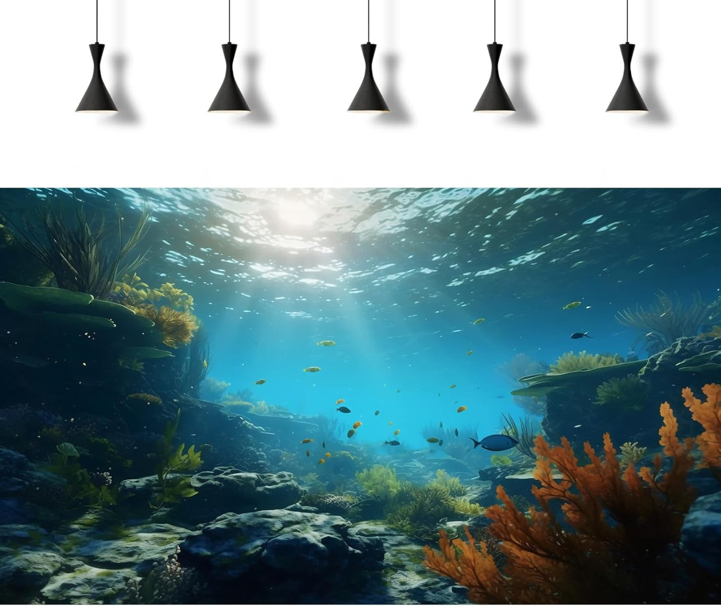 Ocean Floor Fish Tank Background Underwater Rock Aquarium Background Under The Sea Terrarium Backgrounds Aquatic Plants Sunlight Fish Tank Backgrounds Tropical Fish Aquarium Wallpaper 60x24in