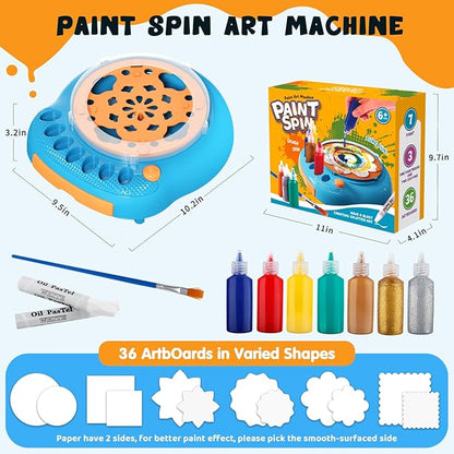 Hewaurorion Paint Spin Art Machine Kit for Kids, Arts & Crafts Painting Spinner Toys Kits Sets for Boys & Girls Ages 6 7 8 9 Year Old Blue