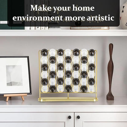 Artistic 4 in a Row Game, Upgraded from Classic Strategy 4 in a Row Board Game, 2 Player Travel Board Games, Metal Game Board & Acrylic Pieces, Home Decoration, Great Gift