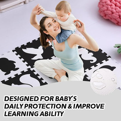 Coolcandy Baby Play Mat Without Fence, 9Pcs Interlocking Puzzle Floor Mat, 0.4" Thick Non-Toxic EVA Foam Play Mat, for Infants & Toddlers 3-36 Months, Soft Puzzle Tiles for Play Areas